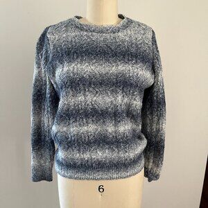 Fat Face Women's Blue Stripped Ombre Cable Knit Cozy Sweater Size 4
